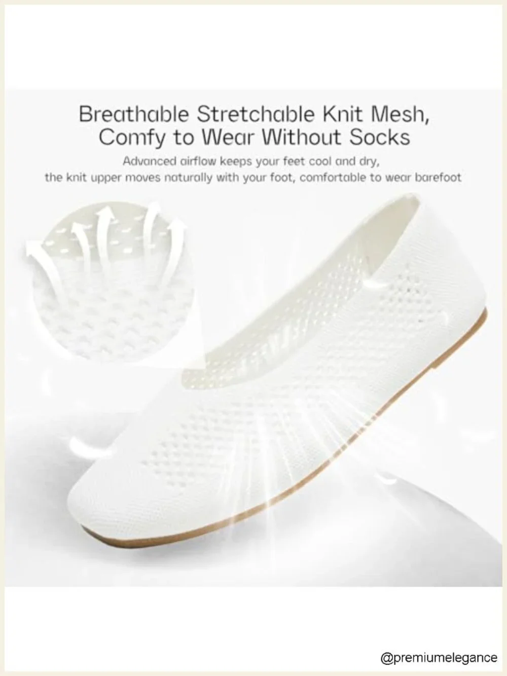 Foldable Knit Ballet Flats Square Toe Slip On Comfortable Dressy Office Casual